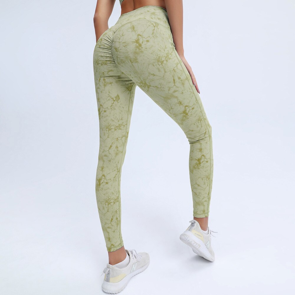 2-teiliges Damen Yoga-Set: Tie-Dye Leggings & Top mit Push-up-BH