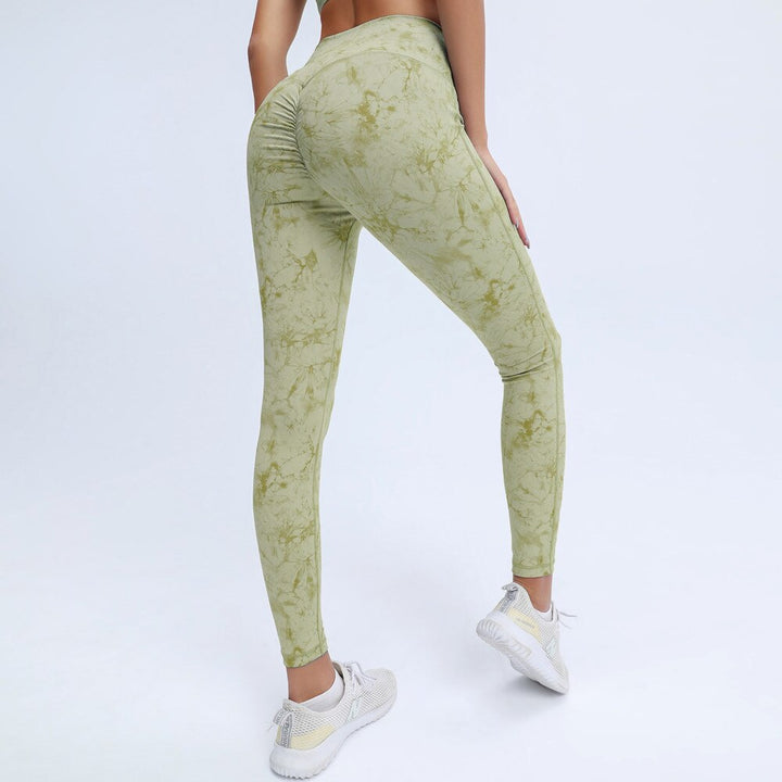 2-teiliges Damen Yoga-Set: Tie-Dye Leggings & Top mit Push-up-BH