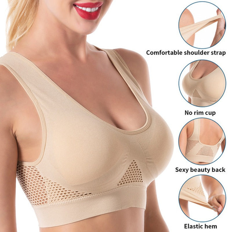 Breathable Mesh Sports Bra: Cross Border Large Size for Yoga, Running, and Fitness