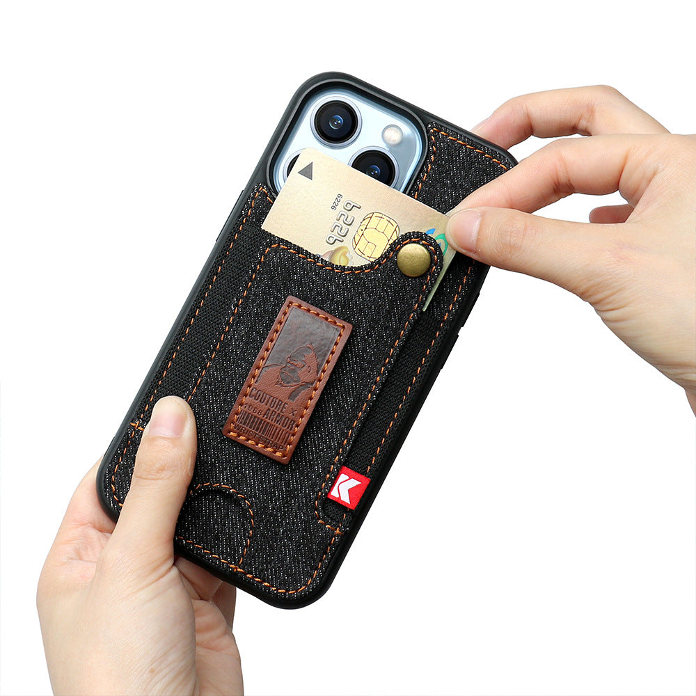 Denim Phone Case mit praktischem Plug-in-Wristband - Stilvolles Wallet-Design | Hochwertiges Material aus Denim und Leder | Jetzt entdecken