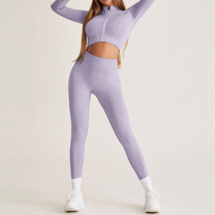 Winter Yoga Zipper Tight-Fitting Long Sleeve High Waist Sports Fitness Suit