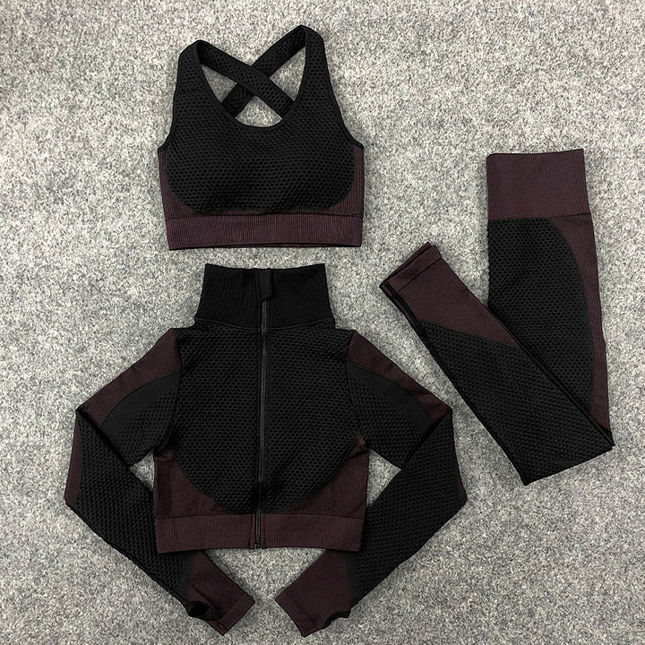 Yoga Suit Lulu Sexy Hip Lifting Fitness Three Piece Suit Winter Set