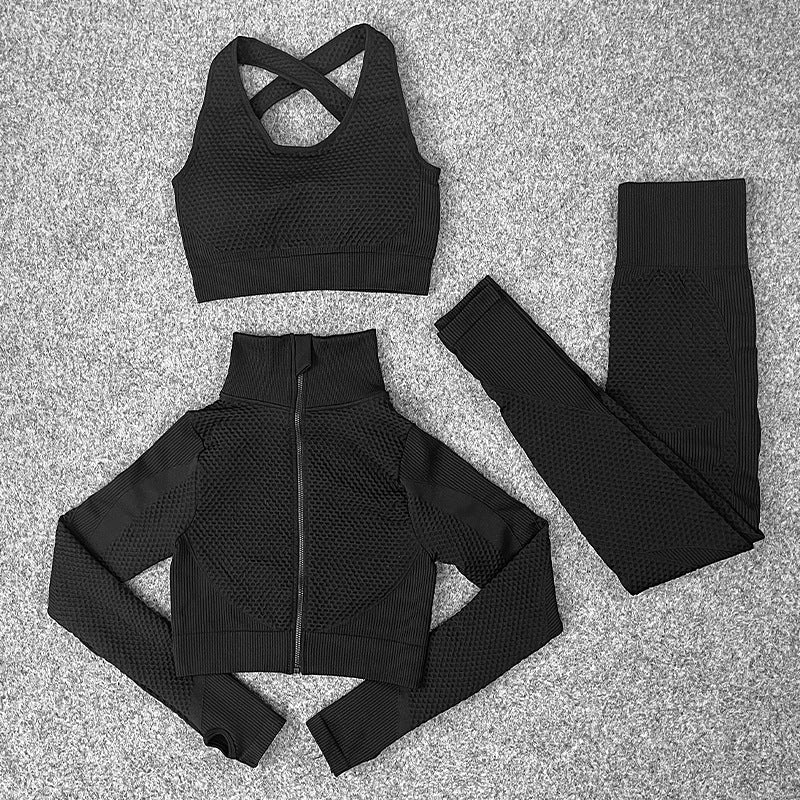 Yoga Suit Lulu Sexy Hip Lifting Fitness Three Piece Suit Winter Set