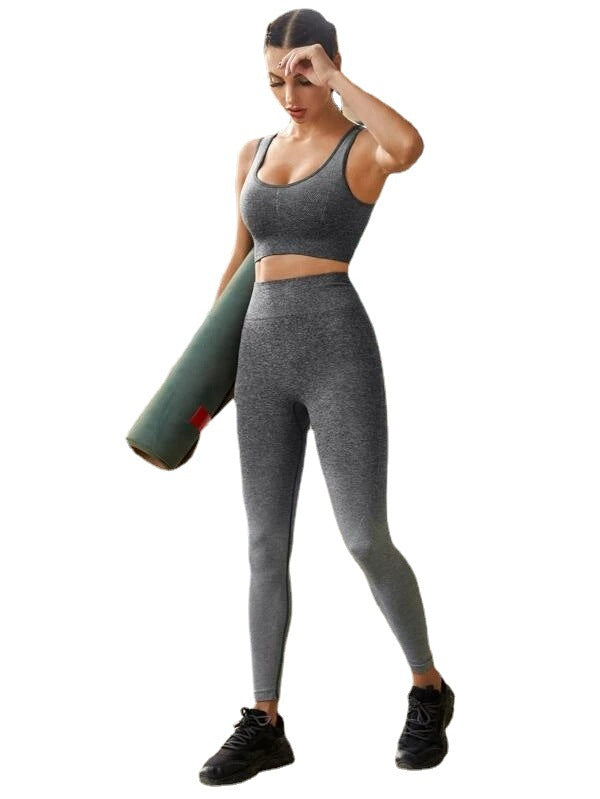 Beautiful Back Bra Trousers Gradient Color Yoga Clothing Suit