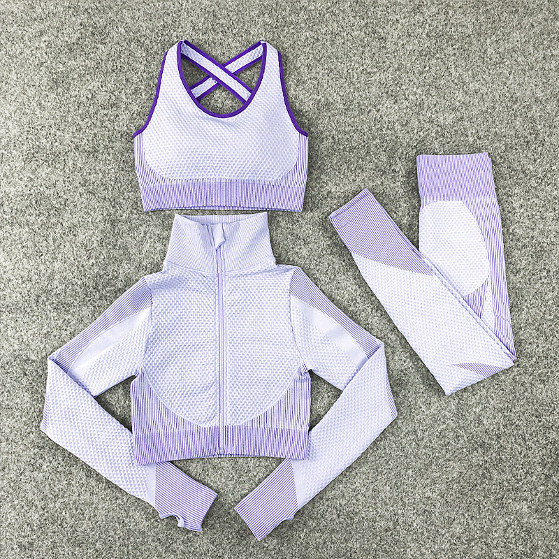 Yoga Suit Lulu Sexy Hip Lifting Fitness Three Piece Suit Winter Set