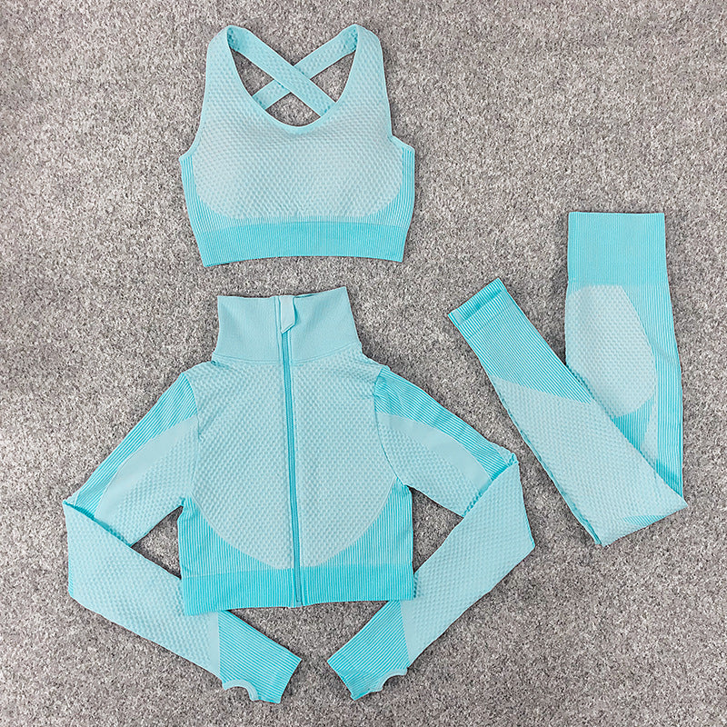 Yoga Suit Lulu Sexy Hip Lifting Fitness Three Piece Suit Winter Set