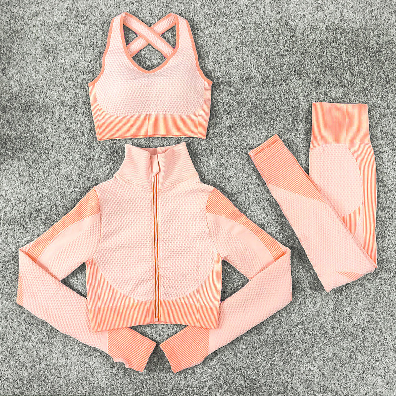 Yoga Suit Lulu Sexy Hip Lifting Fitness Three Piece Suit Winter Set