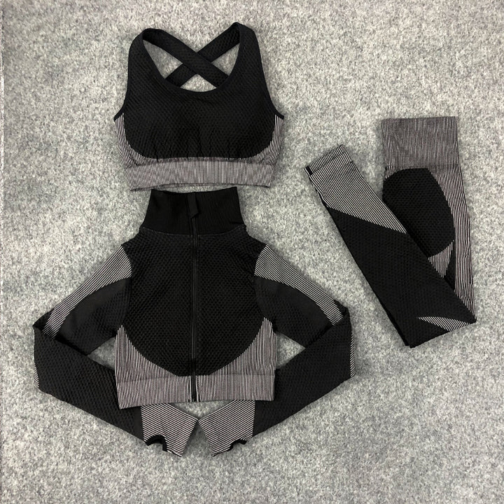 Yoga Suit Lulu Sexy Hip Lifting Fitness Three Piece Suit Winter Set