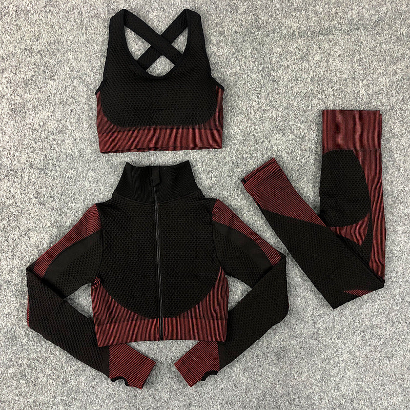 Yoga Suit Lulu Sexy Hip Lifting Fitness Three Piece Suit Winter Set