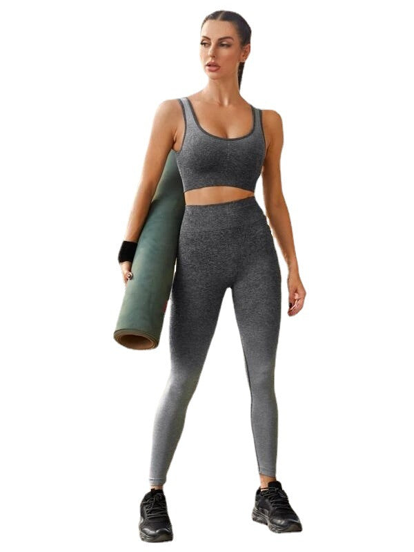 Beautiful Back Bra Trousers Gradient Color Yoga Clothing Suit