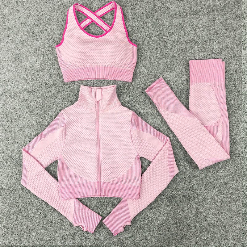 Yoga Suit Lulu Sexy Hip Lifting Fitness Three Piece Suit Winter Set